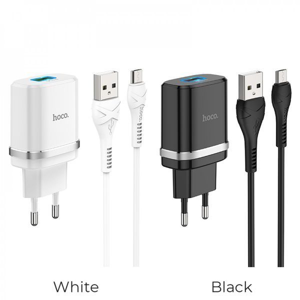 Home Charger | 18W | QC3.0 | Micro Cable (1m) &mdash; Hoco C12Q &mdash; White Ц-000068613 фото
